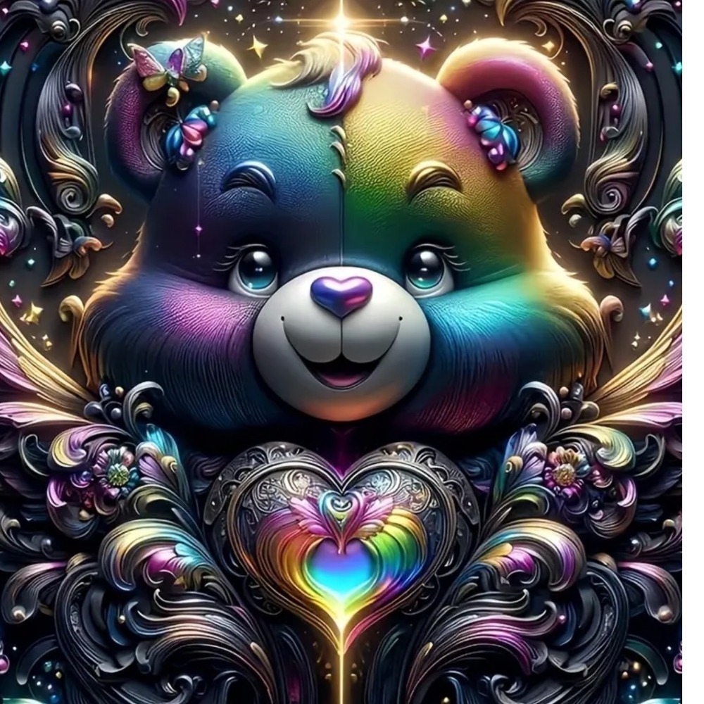 Rainbow Care Bear Diamond Painting Kit DIY Art Craft Project 40x40